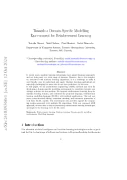 Towards a Domain-Specific Modelling Environment for Reinforcement
  Learning