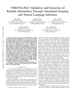VERITAS-NLI : Validation and Extraction of Reliable Information Through
  Automated Scraping and Natural Language Inference