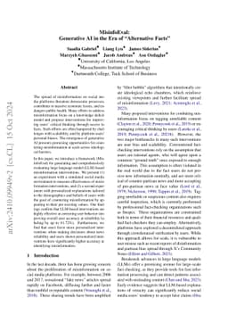 MisinfoEval: Generative AI in the Era of "Alternative Facts"