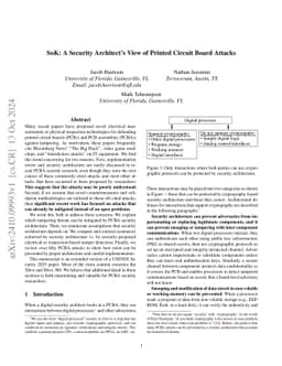 SoK: A Security Architect's View of Printed Circuit Board Attacks