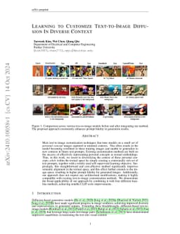 Learning to Customize Text-to-Image Diffusion In Diverse Context