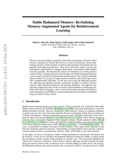 Stable Hadamard Memory: Revitalizing Memory-Augmented Agents for
  Reinforcement Learning