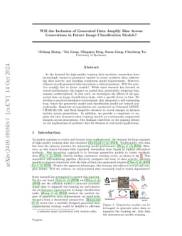 Will the Inclusion of Generated Data Amplify Bias Across Generations in
  Future Image Classification Models?