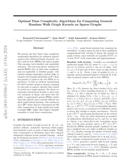 Optimal Time Complexity Algorithms for Computing General Random Walk
  Graph Kernels on Sparse Graphs