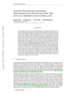 Context-Parametric Inversion: Why Instruction Finetuning Can Worsen Context Reliance