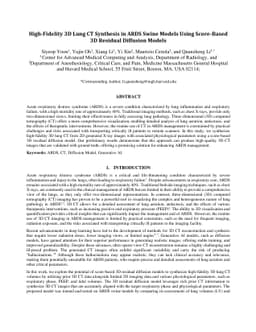 High-Fidelity 3D Lung CT Synthesis in ARDS Swine Models Using
  Score-Based 3D Residual Diffusion Models