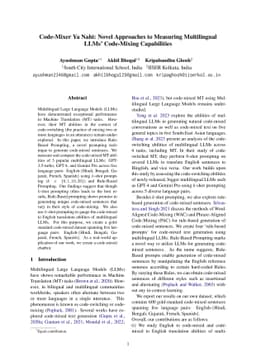 Code-Mixer Ya Nahi: Novel Approaches to Measuring Multilingual LLMs'
  Code-Mixing Capabilities