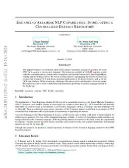 Enhancing Assamese NLP Capabilities: Introducing a Centralized Dataset
  Repository
