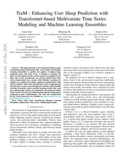 TraM : Enhancing User Sleep Prediction with Transformer-based
  Multivariate Time Series Modeling and Machine Learning Ensembles
