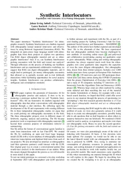 Synthetic Interlocutors. Experiments with Generative AI to Prolong
  Ethnographic Encounters
