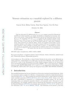 Measure estimation on a manifold explored by a diffusion process