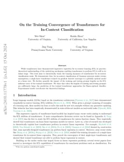 On the Training Convergence of Transformers for In-Context
  Classification
