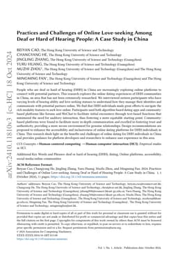 Practices and Challenges of Online Love-seeking Among Deaf or Hard of
  Hearing People: A Case Study in China