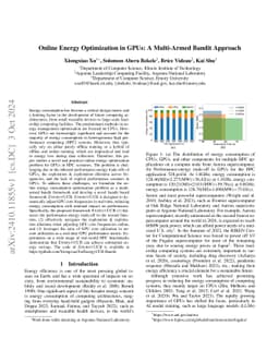 Online Energy Optimization in GPUs: A Multi-Armed Bandit Approach