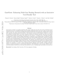 GazeGenie: Enhancing Multi-Line Reading Research with an Innovative
  User-Friendly Tool