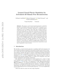 Learned Neural Physics Simulation for Articulated 3D Human Pose
  Reconstruction