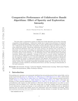 Comparative Performance of Collaborative Bandit Algorithms: Effect of
  Sparsity and Exploration Intensity