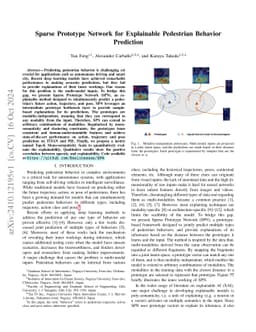 Sparse Prototype Network for Explainable Pedestrian Behavior Prediction