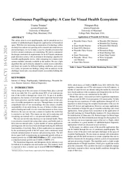Continuous Pupillography: A Case for Visual Health Ecosystem