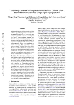 Expanding Chatbot Knowledge in Customer Service: Context-Aware Similar Question Generation Using Large Language Models