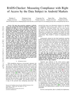 RADS-Checker: Measuring Compliance with Right of Access by the Data
  Subject in Android Markets