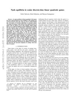 Nash equilibria in scalar discrete-time linear quadratic games