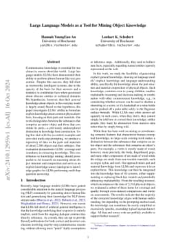 Large Language Models as a Tool for Mining Object Knowledge