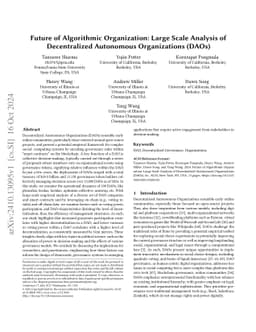 Future of Algorithmic Organization: Large-Scale Analysis of
  Decentralized Autonomous Organizations (DAOs)