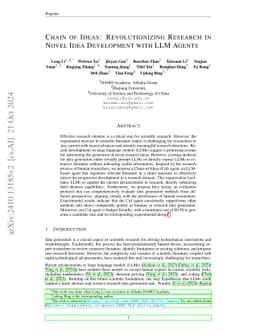 Chain of Ideas: Revolutionizing Research Via Novel Idea Development with
  LLM Agents