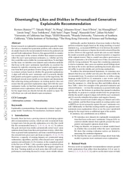 Disentangling Likes and Dislikes in Personalized Generative Explainable
  Recommendation
