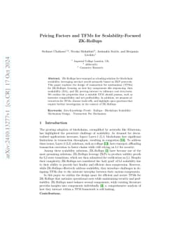 Pricing Factors and TFMs for Scalability-Focused ZK-Rollups