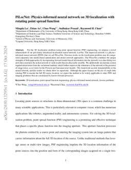 PiLocNet: Physics-informed neural network on 3D localization with rotating point spread function