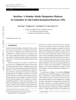BestMan: A Modular Mobile Manipulator Platform for Embodied AI with
  Unified Simulation-Hardware APIs