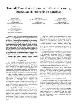 Towards Formal Verification of Federated Learning Orchestration
  Protocols on Satellites