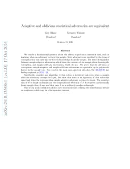 Adaptive and oblivious statistical adversaries are equivalent