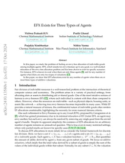 EFX Exists for Three Types of Agents