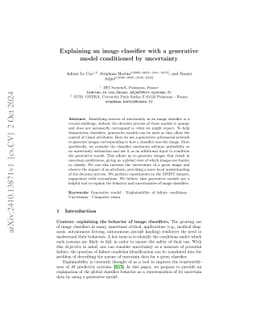 Explaining an image classifier with a generative model conditioned by
  uncertainty