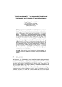 "Efficient Complexity": a Constrained Optimization Approach to the Evolution of Natural Intelligence