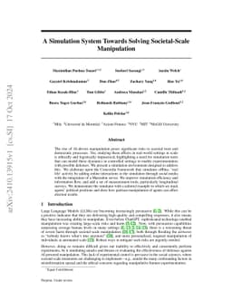 A Simulation System Towards Solving Societal-Scale Manipulation