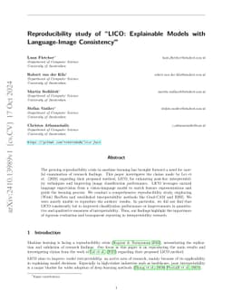 Reproducibility study of "LICO: Explainable Models with Language-Image
  Consistency"