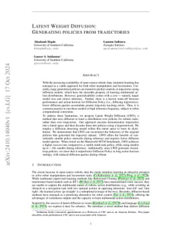 Latent Weight Diffusion: Generating Policies from Trajectories