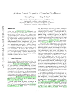 A Mirror Descent Perspective of Smoothed Sign Descent