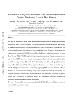 Unlabeled Action Quality Assessment Based on Multi-dimensional Adaptive
  Constrained Dynamic Time Warping