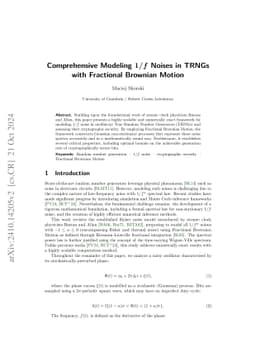 Modelling 1/f Noise in TRNGs via Fractional Brownian Motion