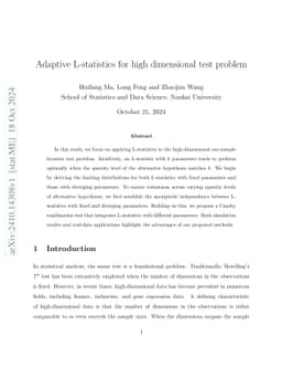 Adaptive L-statistics for high dimensional test problem