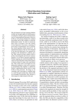 Critical Questions Generation: Motivation and Challenges