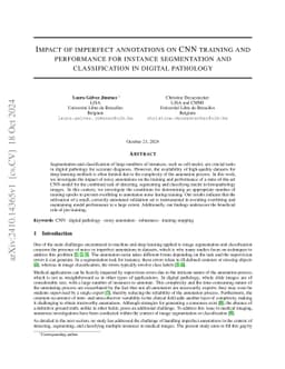 Impact of imperfect annotations on CNN training and performance for
  instance segmentation and classification in digital pathology