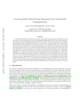 Learning With Multi-Group Guarantees For Clusterable Subpopulations