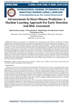 Advancements In Heart Disease Prediction: A Machine Learning Approach
  For Early Detection And Risk Assessment