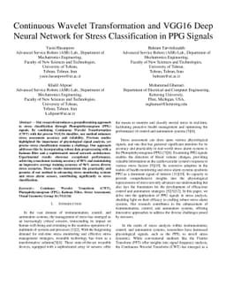 Continuous Wavelet Transformation and VGG16 Deep Neural Network for
  Stress Classification in PPG Signals
